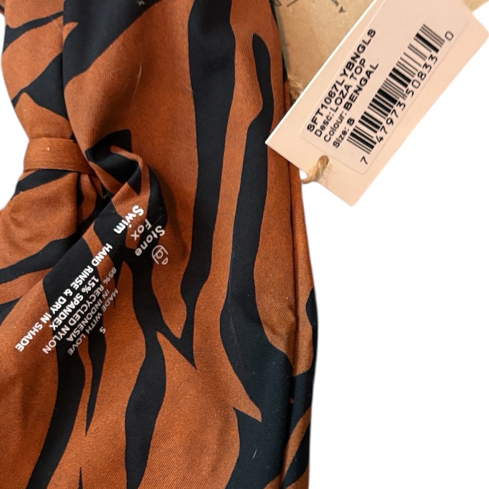 Stone Fox Swim Bengal Tiger Loza bikini top Zola bottom swim set Size Small NWT - Picture 3 of 9